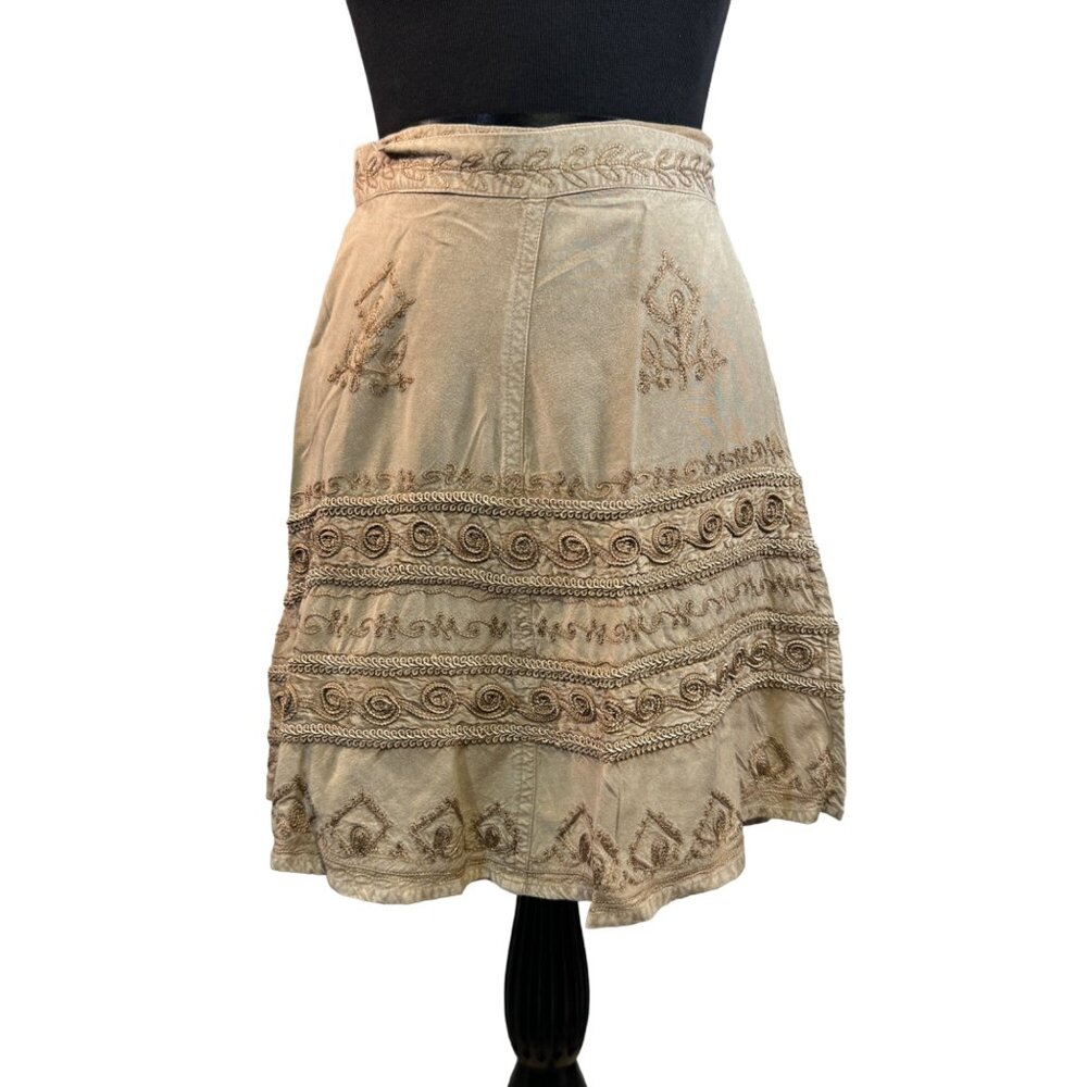 Bohemian Embroidered Wrap Skirt By Magic - Free Size Adjustable Fit 100% Rayon M